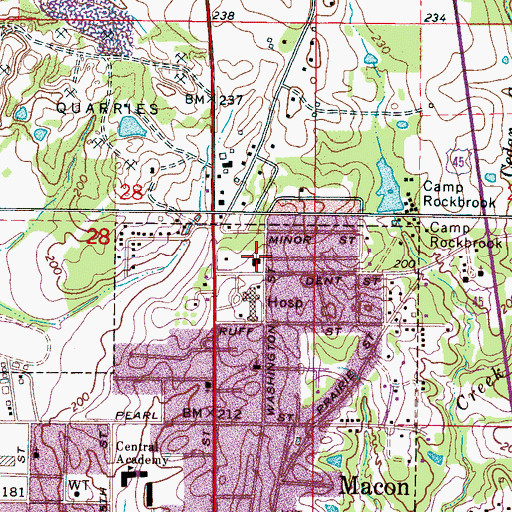 Topographic Map of Calvary Baptist Church, MS