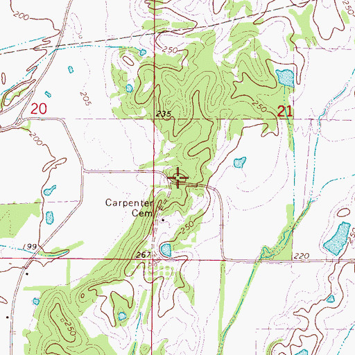Topographic Map of Carpenters Store (historical), MS