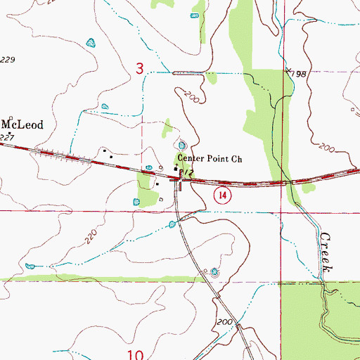 Topographic Map of Center Point (historical), MS