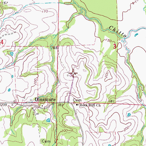 Topographic Map of Clarks Store (historical), MS