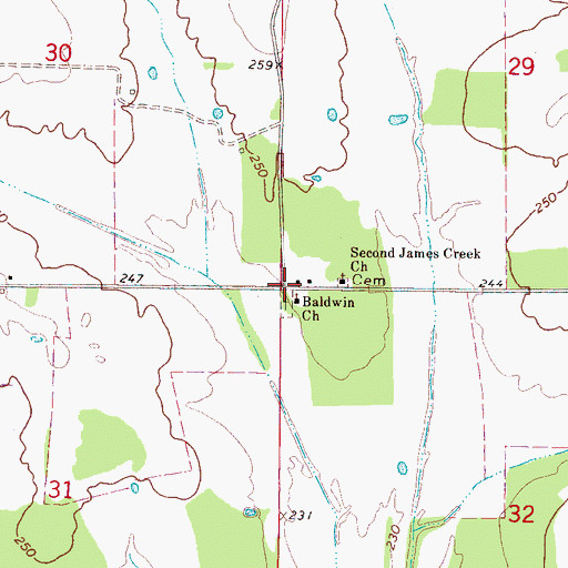 Topographic Map of Coles Store (historical), MS