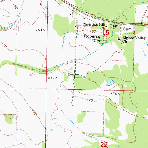 Topographic Map of Crow (historical), MS