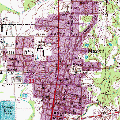 Topographic Map of First United Methodist Church, MS