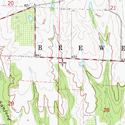 Topographic Map of Township of Brewer, AR