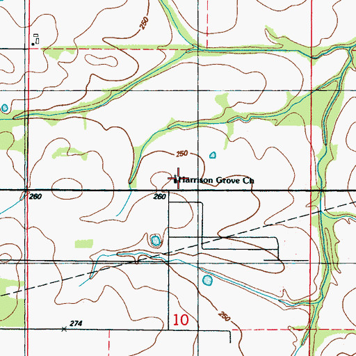 Topographic Map of Harrison Grove Church, MS