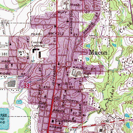 Topographic Map of Macon Independant Methodist Church, MS