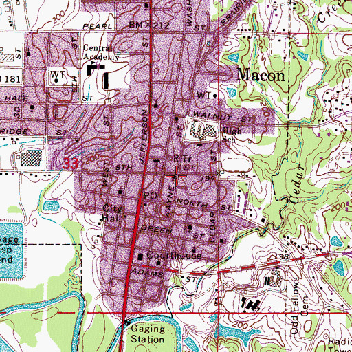 Topographic Map of Macon Presbyterian Church, MS