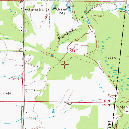 Topographic Map of Plantersville (historical), MS