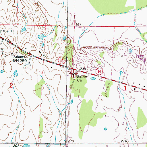 Topographic Map of Salem Church, MS