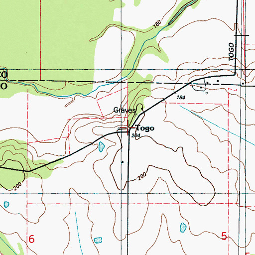Topographic Map of Togo, MS