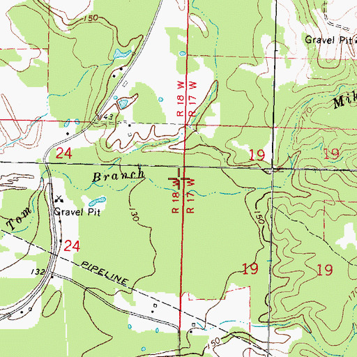 Topographic Map of Allen Bay, MS