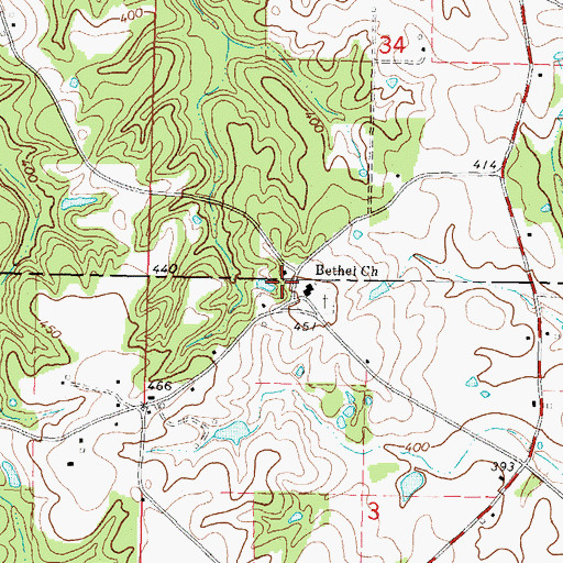 Topographic Map of Bethel, MS