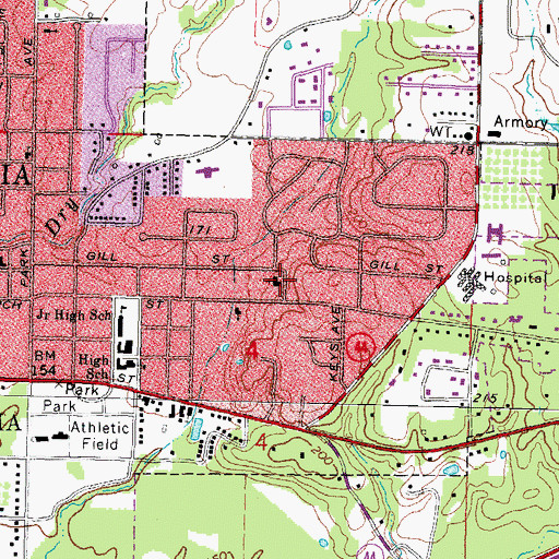Topographic Map of Calvary Baptist Church, MS