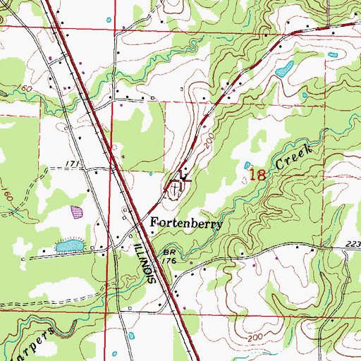 Topographic Map of Cedar Grove Church, MS