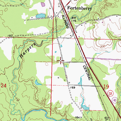 Topographic Map of Cedar Grove School (historical), MS