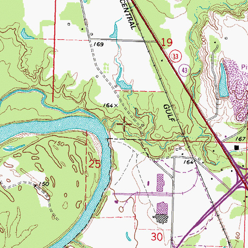 Topographic Map of Columbia Springs (historical), MS