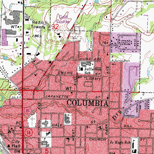 Topographic Map of Columbia Valley Methodist Church, MS