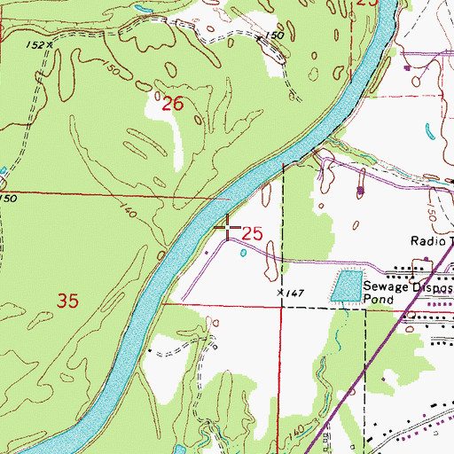 Topographic Map of Columbia Water Park, MS
