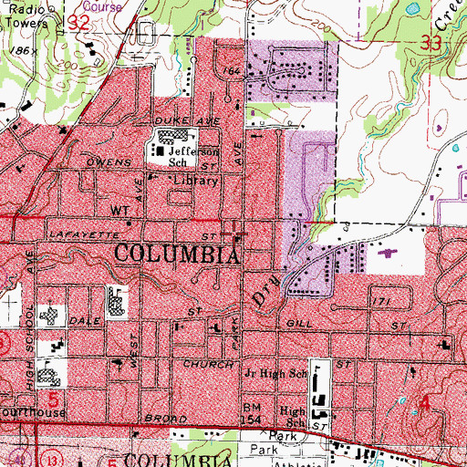 Topographic Map of First Assembly of God Church, MS