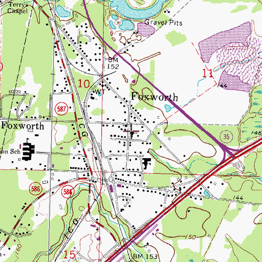 Topographic Map of Foxworth First Baptist Church, MS