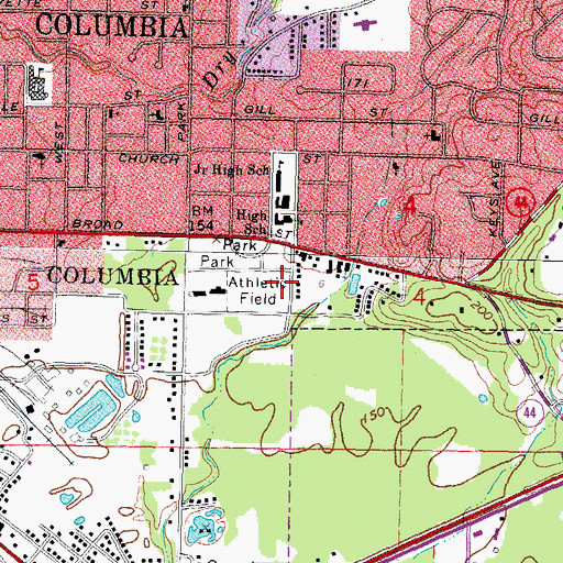 Topographic Map of Gardner Stadium, MS