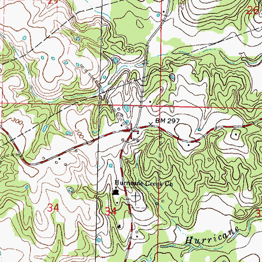 Topographic Map of Hurricane Creek, MS