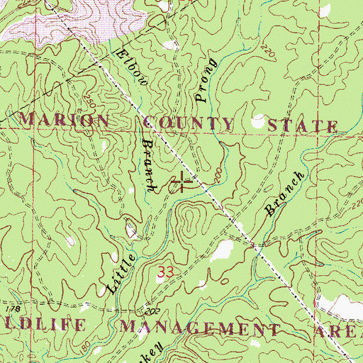Topographic Map of Marion County State Wildlife Management Area, MS