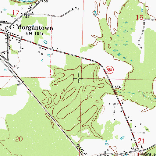 Topographic Map of Morgantown Oil Field, MS
