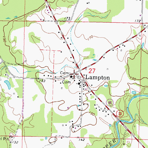 Topographic Map of New Zion Cemetery, MS