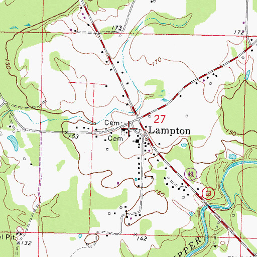 Topographic Map of New Zion Methodist, MS