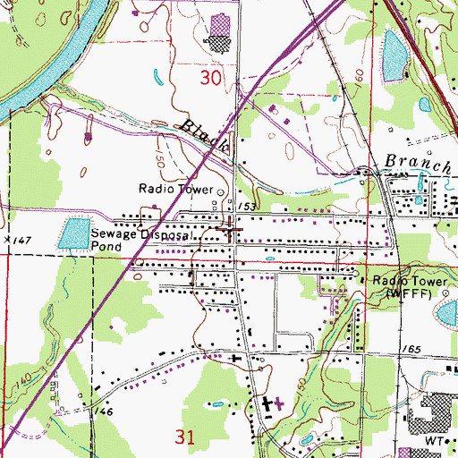 Topographic Map of North Columbia Church of God, MS