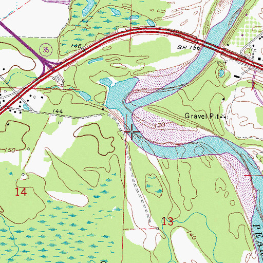 Topographic Map of Old Bridge (historical), MS