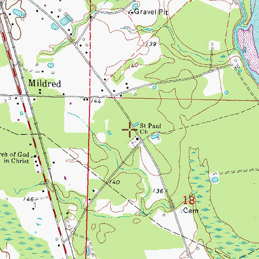 Topographic Map of Saint Paul School (historical), MS