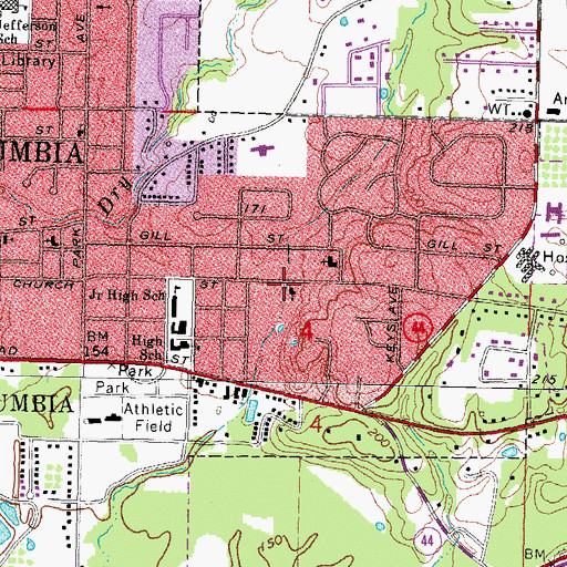 Topographic Map of Saint Stephens Episcopal Church, MS
