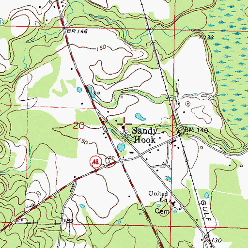 Topographic Map of Sandy Hook Baptist Church, MS