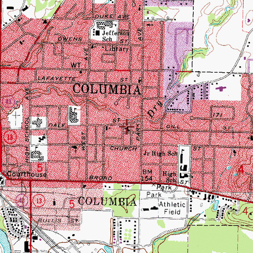 Topographic Map of Temple Baptist Church, MS
