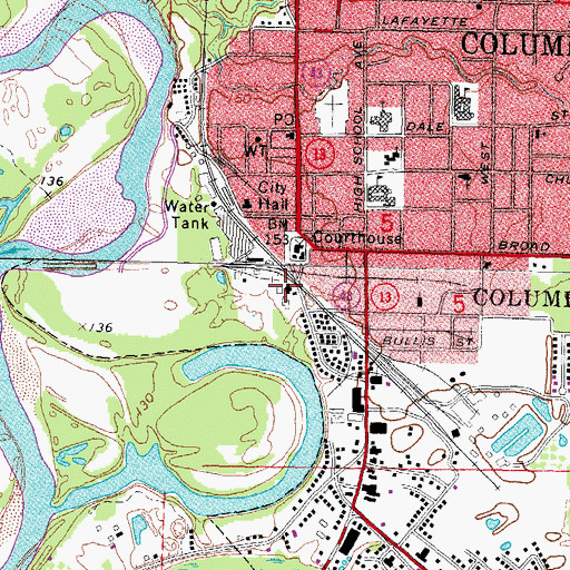 Topographic Map of True Vine Baptist Church, MS