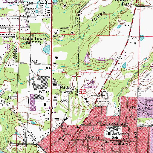 Topographic Map of Westerfield Little League Ball Park, MS