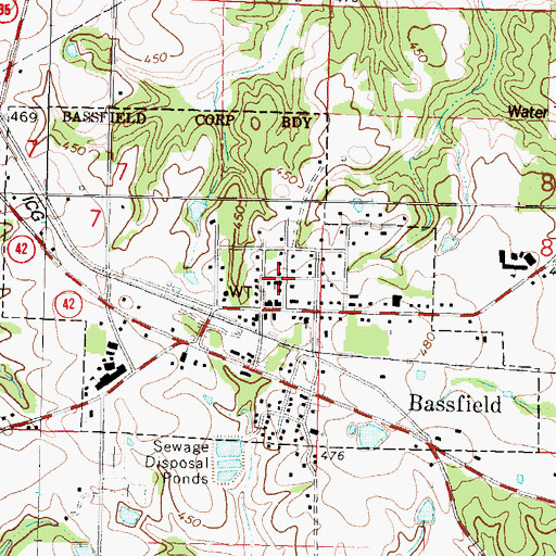 Topographic Map of Bassfield Baptist Church, MS