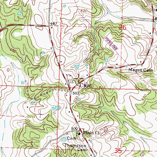 Topographic Map of Clem School (historical), MS