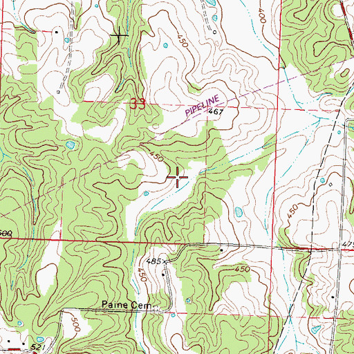 Topographic Map of Dry Hollow School (historical), MS