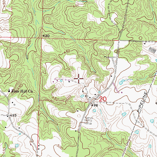 Topographic Map of Hookers Store (historical), MS