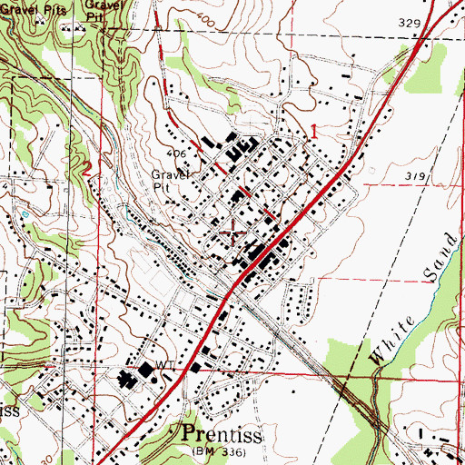 Topographic Map of Jefferson Davis County Library, MS