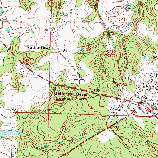 Topographic Map of Jefferson Davis Vocational Technical School, MS