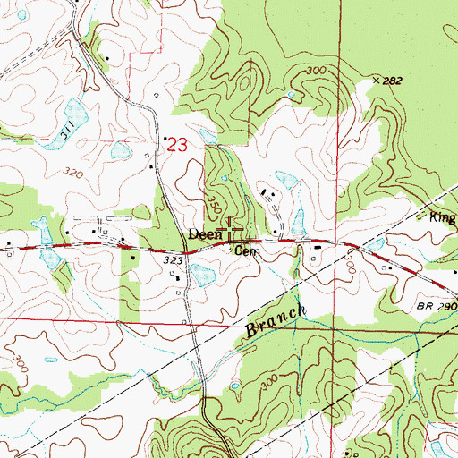 Topographic Map of King School (historical), MS