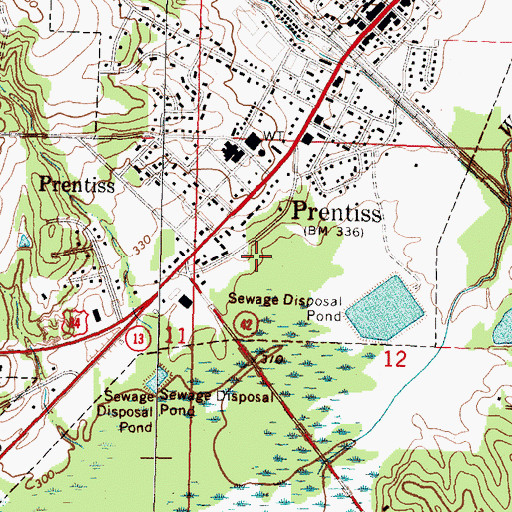 Topographic Map of Lions Club Park, MS