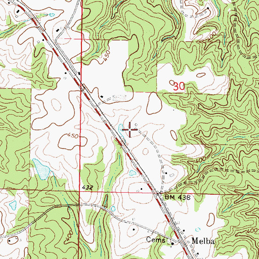 Topographic Map of Melba School (historical), MS