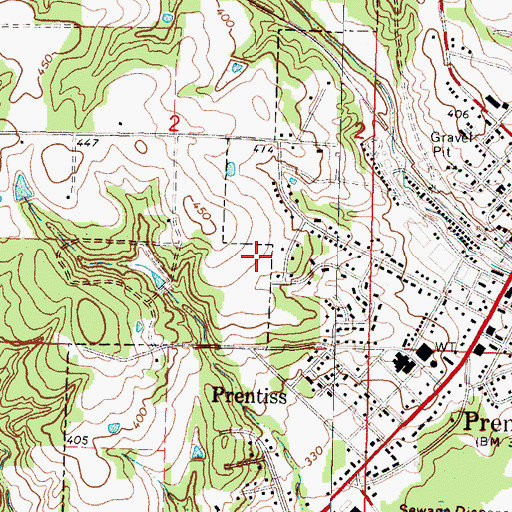 Topographic Map of Prentiss Christian School, MS