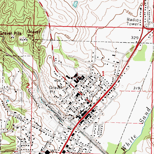 Topographic Map of Prentiss High School, MS