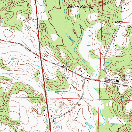 Topographic Map of Red House School (historical), MS